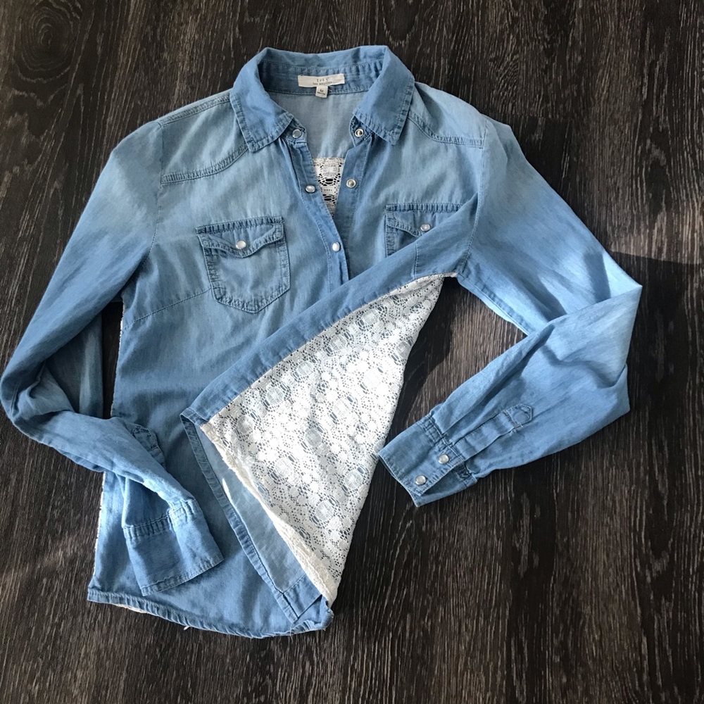 Iris Los Angeles Lace Chambray Shirt - Picture 7 of 12